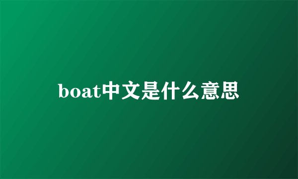 boat中文是什么意思