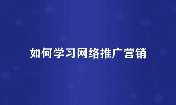 如何学习网络推广营销