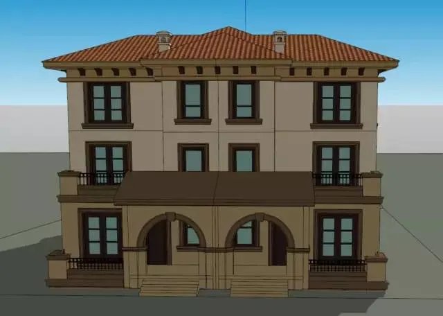 各种风格的石材别墅效果图