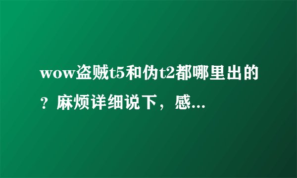 wow盗贼t5和伪t2都哪里出的？麻烦详细说下，感激不尽啊。
