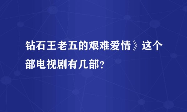 钻石王老五的艰难爱情》这个部电视剧有几部？