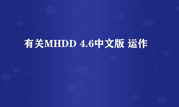 有关MHDD 4.6中文版 运作