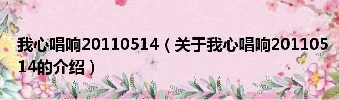 我心唱响20110514（关于我心唱响20110514的介绍）