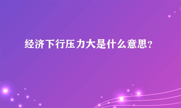 经济下行压力大是什么意思？