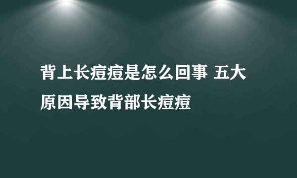 背上长痘痘是怎么回事 五大原因导致背部长痘痘
