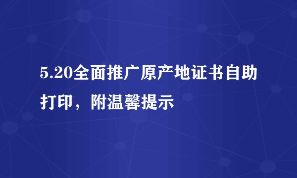 5.20全面推广原产地证书自助打印，附温馨提示