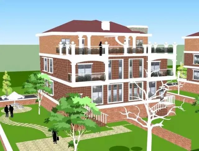 各种风格的石材别墅效果图