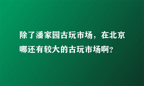 除了潘家园古玩市场，在北京哪还有较大的古玩市场啊？