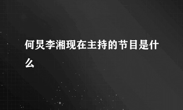 何炅李湘现在主持的节目是什么