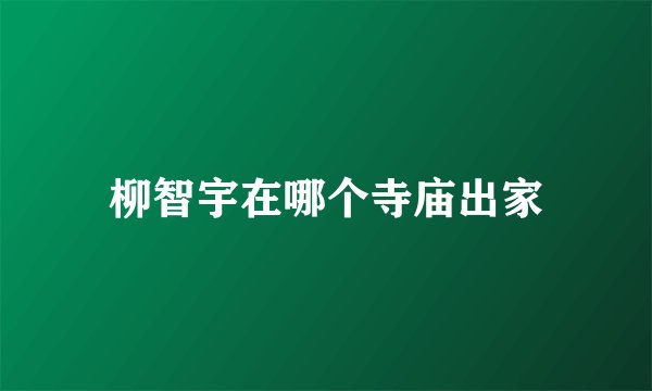 柳智宇在哪个寺庙出家