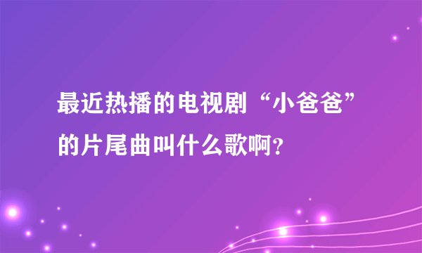 最近热播的电视剧“小爸爸”的片尾曲叫什么歌啊？