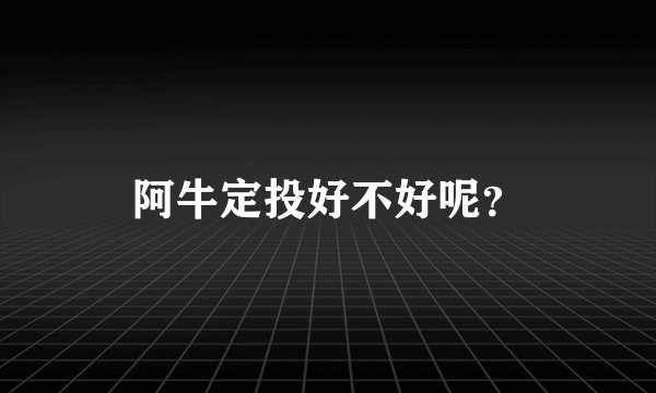 阿牛定投好不好呢？