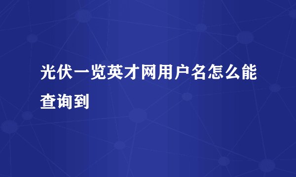 光伏一览英才网用户名怎么能查询到