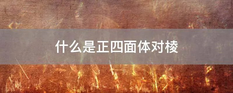 什么是正四面体对棱