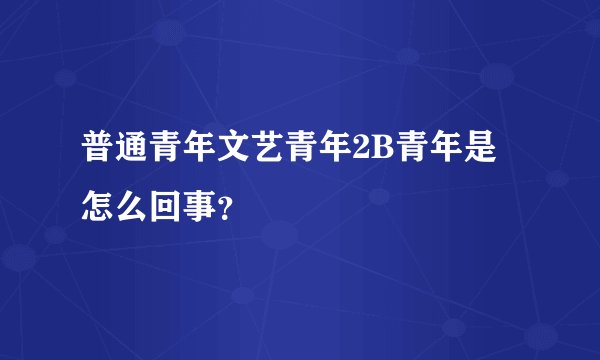 普通青年文艺青年2B青年是怎么回事？
