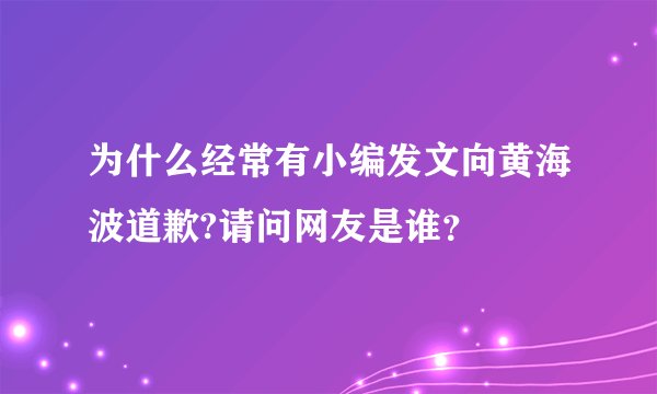 为什么经常有小编发文向黄海波道歉?请问网友是谁？