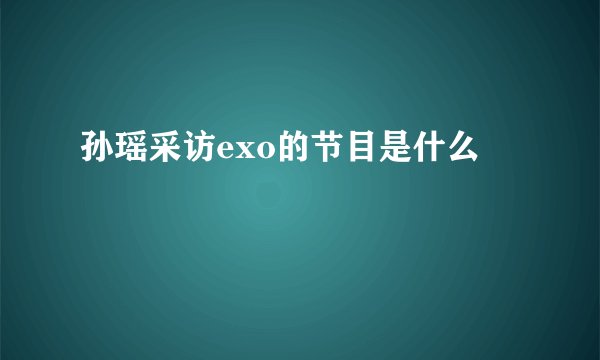 孙瑶采访exo的节目是什么