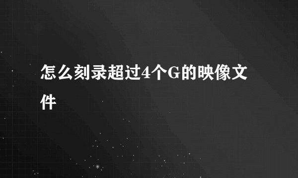 怎么刻录超过4个G的映像文件