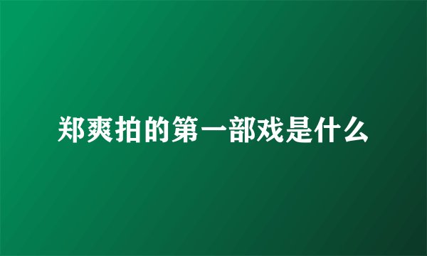 郑爽拍的第一部戏是什么