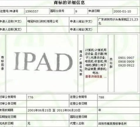 ipad商标侵权问题