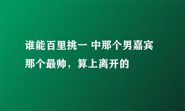 谁能百里挑一 中那个男嘉宾那个最帅，算上离开的