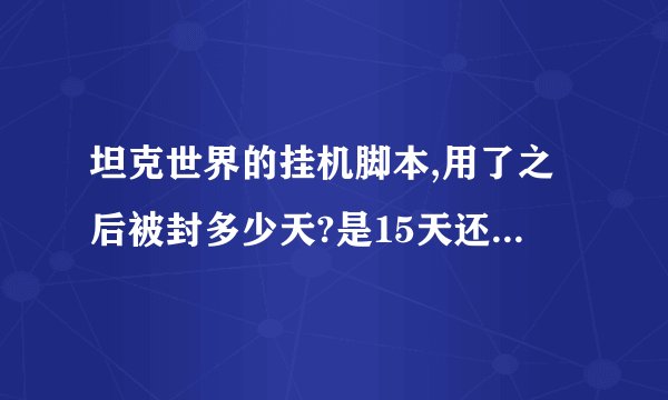 坦克世界的挂机脚本,用了之后被封多少天?是15天还是被举报了永久