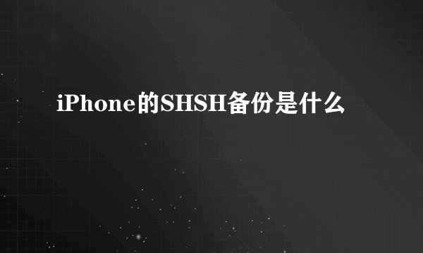 iPhone的SHSH备份是什么