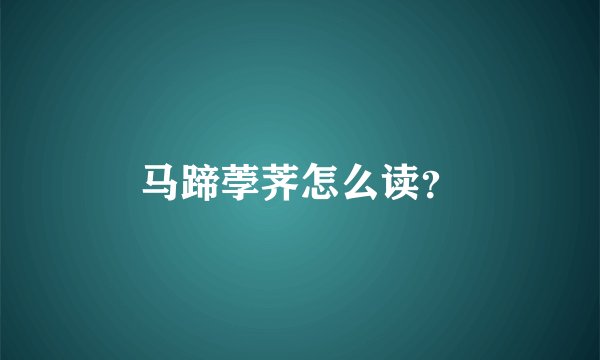 马蹄荸荠怎么读？