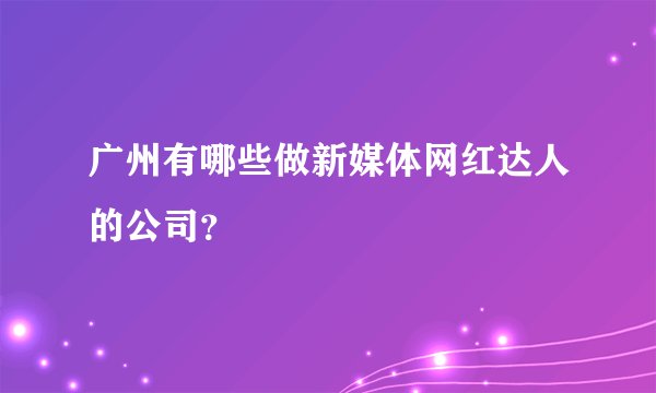 广州有哪些做新媒体网红达人的公司？