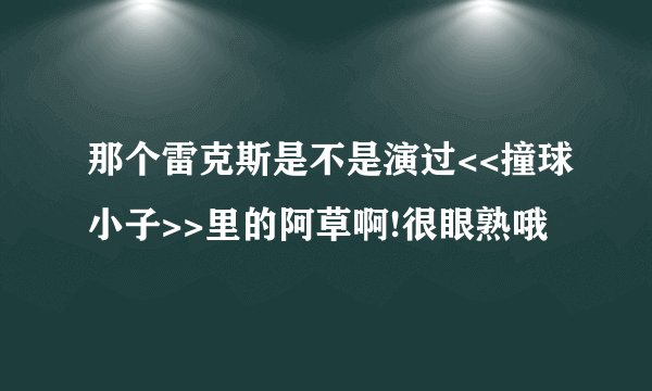 那个雷克斯是不是演过<<撞球小子>>里的阿草啊!很眼熟哦