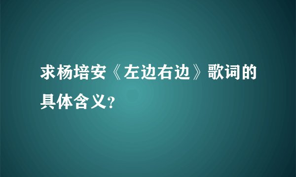 求杨培安《左边右边》歌词的具体含义？
