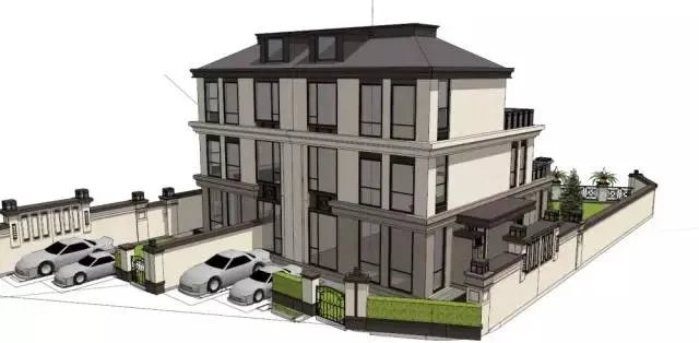 各种风格的石材别墅效果图