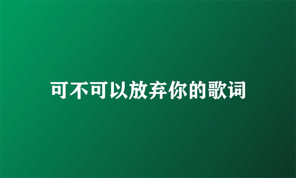 可不可以放弃你的歌词