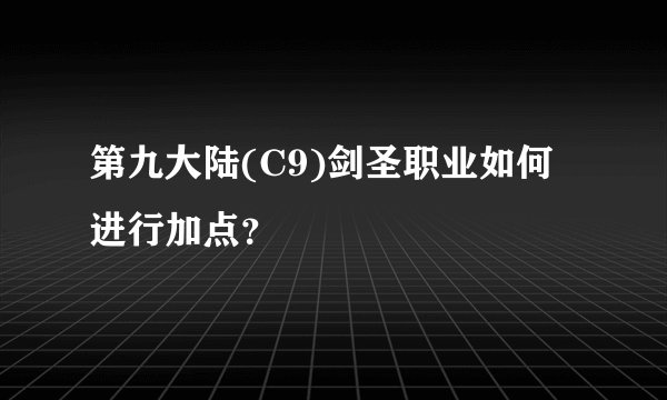 第九大陆(C9)剑圣职业如何进行加点？