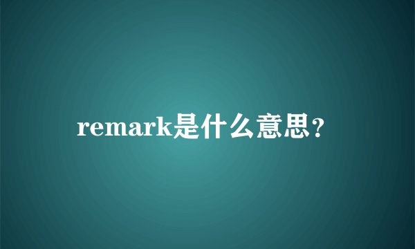 remark是什么意思？