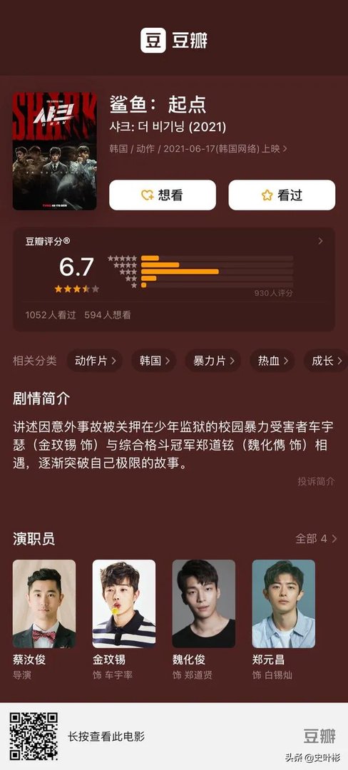 鲨鱼起点豆瓣演员表？