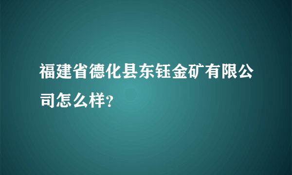 福建省德化县东钰金矿有限公司怎么样？