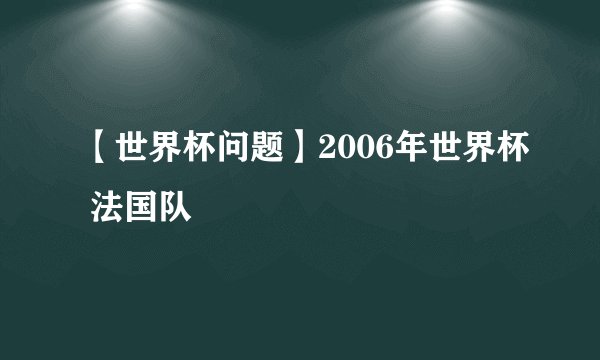 【世界杯问题】2006年世界杯 法国队