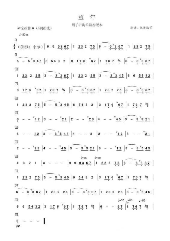 班得瑞 童年简谱