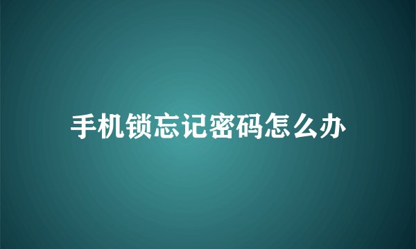 手机锁忘记密码怎么办