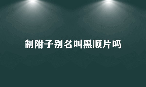 制附子别名叫黑顺片吗