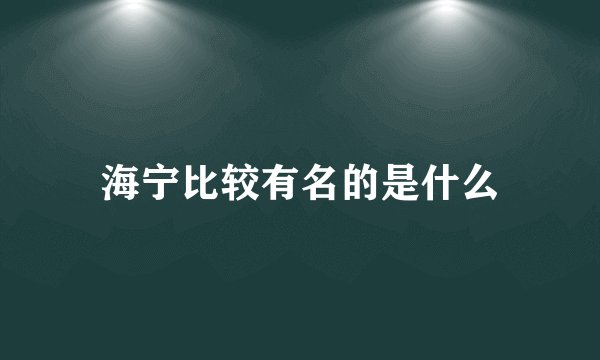 海宁比较有名的是什么