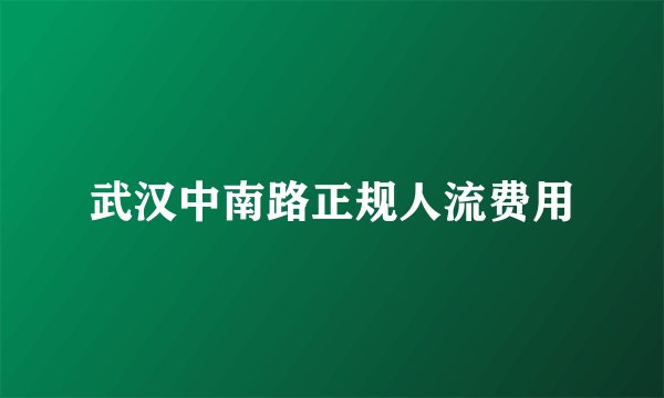 武汉中南路正规人流费用